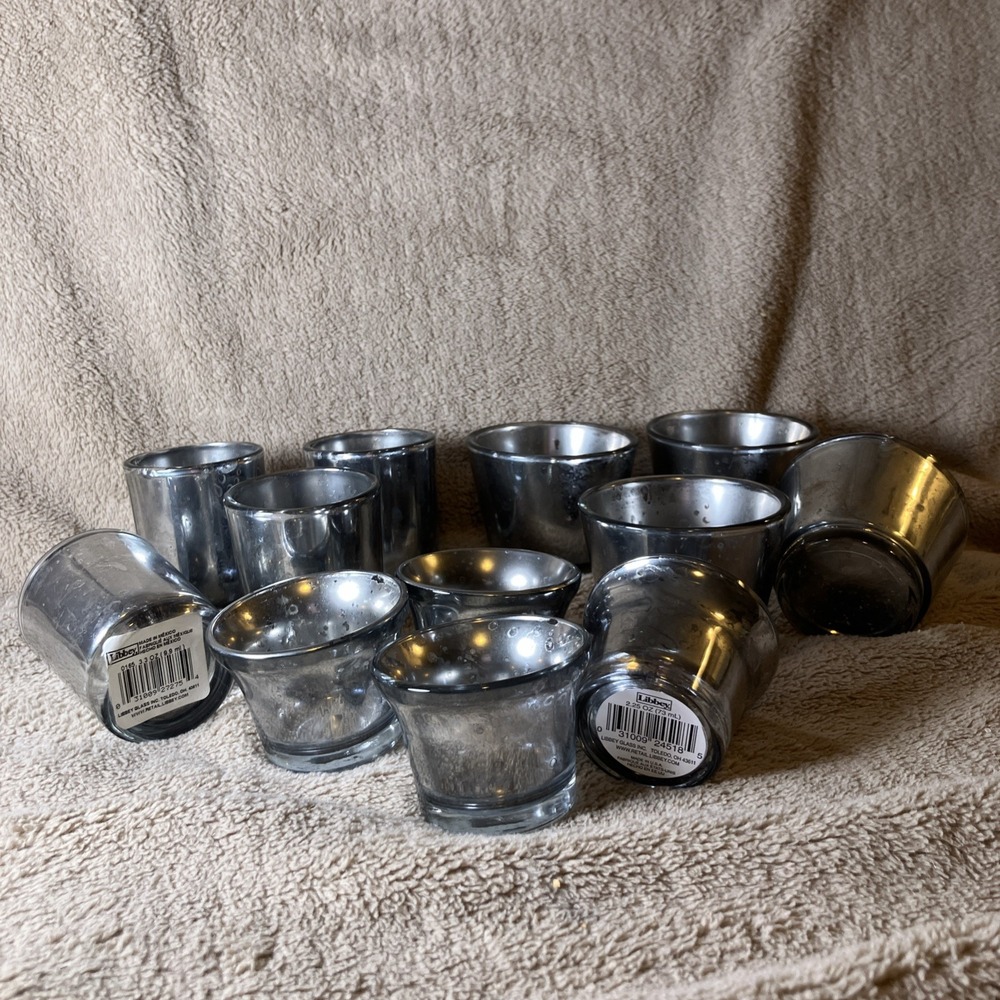 Libbey Glass Set Of‎ 12 Shot Glass Cocktail Bar Espresso Tea Light Votive Silver